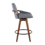 Cosmo Mid-Century Counter Stool in Walnut and Grey Faux Leather by LumiSource B202P222363