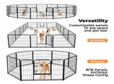Dog Playpen Indoor Fence Height Metal Exercise Pen with Door Small Puppy/Medium/Large Dogs Animal 71933745