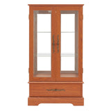 Glass Cabinet Lighted Glass Cabinet Curio Display Cabinet with Adjustable Glass Shelves 2 Doors and W2275P295883