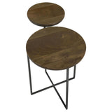 ZUN Natural and Gunmetal 2-Tier Accent Table B062P153886