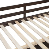 Full Wooden Loft Bed with U-shaped Desk,Storage Compartments and Tri-fold Mirror, Espresso 27628396