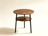 2-Tier Round Side End Table with Storage Shelf, Heavy Duty Metal Frame Adjustable Foot Pads 115 LBS 04241294