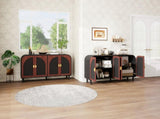 Vintage Arched Sideboard Cabinet with Gold Half-Moon Handle, MDF Storage Cabinet with Adjustable W688P389191