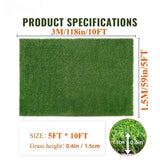 5ft x 10ft Premium Artificial Turf Mat with Drainage Holes. Thick Fake Grass with Rubber Backing, W3280P296544