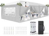 10'x20' Instant Pop Up Canopy Tent White, 6 Side Panels 2 Doors 4 Mesh Windows, 28/22mm Powder 16932218