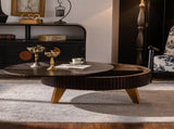 39.37" Retro Round Coffee Table with Storage Space, Suitable for Living Room and Office, Brown W757P379484