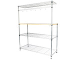Four-tier Powder Coating Baker's Rack Microwave Oven Rack with MDF Board & 6pcs Wave Rod Silver 74681402