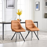 ZUN Dining Chair,Thickened fabric chairs with metal legs Set of 2,Brown W1249P243513