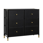 ZUN DrawerTall Dresser with 6 PU Leather Front Drawers, Storage Tower with Fabric Bins, Double W679123937