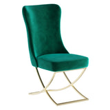 PrimeNest Noblesse Collection Upholstered Gold Legged Dining Chair, Set of 2, Green B030P286150