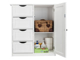 Tall Bathroom Cabinet with 1 Door 4 Drawers Vertical-Slat Finish Painted MDF Storage Cabinet 91171746
