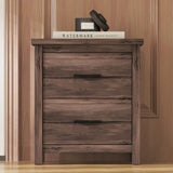 Vintage Two Drawer Nightstand, Simple and Generous Storage Space,Dark Walnut WF324088AAD