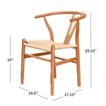ZUN Natural Solid Wood Wishbone Design Backrest Chair with Canvas Seat for Dining Room and Kitchen W2533P171797