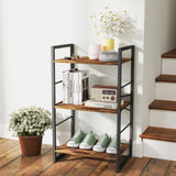 ZUN Small Bookshelf 3-Tier Bookcase, Metal Bookshelf for Study, Bedroom, Living Room and Kitchen, Height 57073473