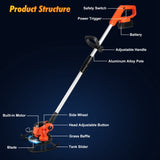 Cordless Wheeled Grass Trimmer - 800W Pure Copper Motor , 2x21V 3000mAh Batteries , 3 53629530