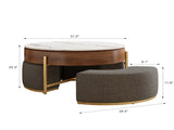 Modern Lift-Top Round Coffee Table with Hidden Storage, Walnut Veneer & Sintered Stone Top,3 W3136P305600