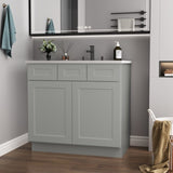 36"in. W x 21"in. D x 34.5"in. H in Shaker Grey Plywood Ready to Assemble Floor Vanity Sink Base T3210P297528