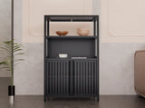 Black bamboo storage cabinet, separate bathroom cabinet with 2 doors, floor cabinet organizer for W2207P327620