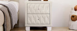 Elegant Velvet Nightstand with 2 Drawers and Crystal Handle, Storage Bedside Table with N733P210398A