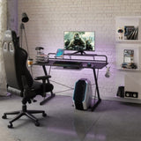 ZUN Carbon Computer Gaming Desk with Shelving, Black 56114350