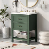 24'' Vanity with Top Sink, Modern Storage Cabinet with 2 Drawers, Single Sink N710P191968F
