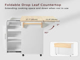 Kitchen Island with Drop Leaf, Kitchen Cart with 3 Tier Pull Out Cabinet Organizer, Internal 63885739