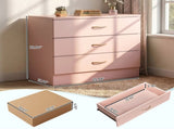 3-Drawer Chest with Faux Rose Gold Handles Drawer Dresser 25.98*12.99*22.05in Pink 22792346