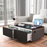 ZUN Modern Smart Coffee Table with Built-in Fridge, Bluetooth Speaker, Wireless Charging Module, Touch W1172137767