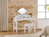 Compact Makeup Vanity Table with Reversible Mirror, Dressing Table Set with Stool, Space-Saving N844P288535A