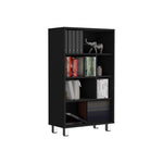 ZUN Bookcase 40.6" H, 6 shelves, 4 legs, Black B097P250871