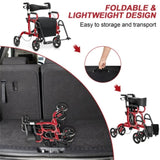 2-in-1 Rolling Walker & Wheelchair 6-Position Height Adjustment , 8" PVC Wheels, Folding 46860865