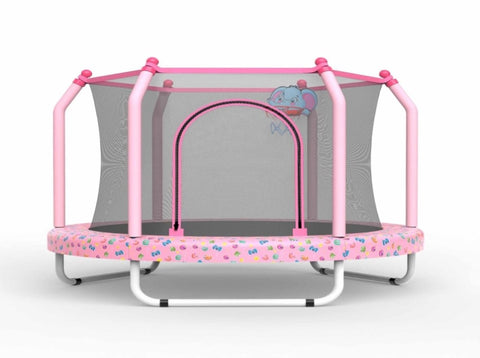 55-inch Trampoline for Kids Indoor & Outdoor Small Toddler Trampoline with Basketball Hoop W1163P315233