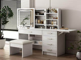 Fashion Vanity Desk Mirror and Lights for Makeup open shelves and Chair, Vanity Mirror 48162122