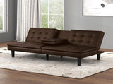 Futon Sofa Bed Contemporary Style Brown Finish Convert Into Bed Biscuit Tufting Seat And Back Seat B2741P363837