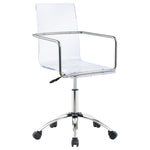 ZUN Clear and Chrome Acrylic Office Chair with Casters B062P153792