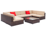 7pcs Brown Rattan Sofa Set 61947468