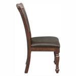 ZUN Traditional Dining Wooden Side Chairs Set of 2 Brown Cherry Finish Faux Leather Upholstery Home B01149812