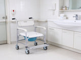 4-in-1 Bedside Commode Chair with Wheels, 350 lbs Capacity Portable Toilet & Raised Toilet Seat, 5L 74279325