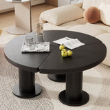 ON-TREND 39.4'' Easy Assembly Round Petal-Shaped Coffee Table, Cream Style Center Table with 3 N721P190396B