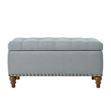 Ottoman storage bench, recessed support hinge top easy to open, rivet trim around, bedroom, W2941P239182