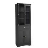 ZUN Tall Bathroom Storage Cabinet, Cabinet with Four Doors and Drawers, Adjustable Shelf, MDF Board, N725P186649B