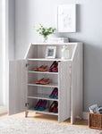 ZUN Wooden Two Door Shoe Cabinet with Four Interior Shelves fits 10 Pairs of Shoes in White Oak B107130867