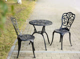 ZUN Best Choice Products 3-Piece Outdoor Rust-Resistant Cast Aluminum Patio Bistro Set Black W640P250968