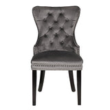 Erica 2 Piece Wood Legs Dinning Chair Finish with Velvet Fabric in Dark Gray 808857749369