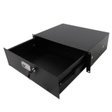 19" 3U Steel Plate DJ Drawer Equipment Cabinet with Keys Black 56432307