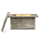 54inch Outdoor Fire Table Steel Fire Pit Table with Wood Grain Surface W853P166783