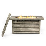 ZUN 54inch Outdoor Fire Table Steel Fire Pit Table with Wood Grain Surface W853P166783