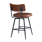 ZUN 26''Retro Swivel Counter Stools Set of 2,Brown Counter Stools with iron Frame,PU Sponge N780P199991B