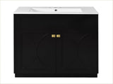 30'' Bathroom Vanity with Ceramic Sink Combo, Modern Freestanding Storage Cabinet with Gold Handles, N710P194898B
