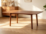 Foldable Extendable Dining Table, Solid Rubber Wood Kitchen Table with Drop Leaf, Mid-Century W3101P577357